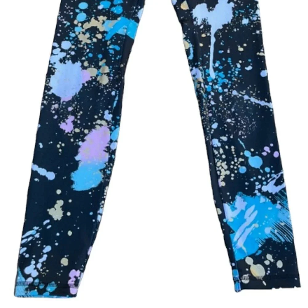 Justice NWOT Girls Splatter Full Length High Waist Dance Leggings Large (10/12)